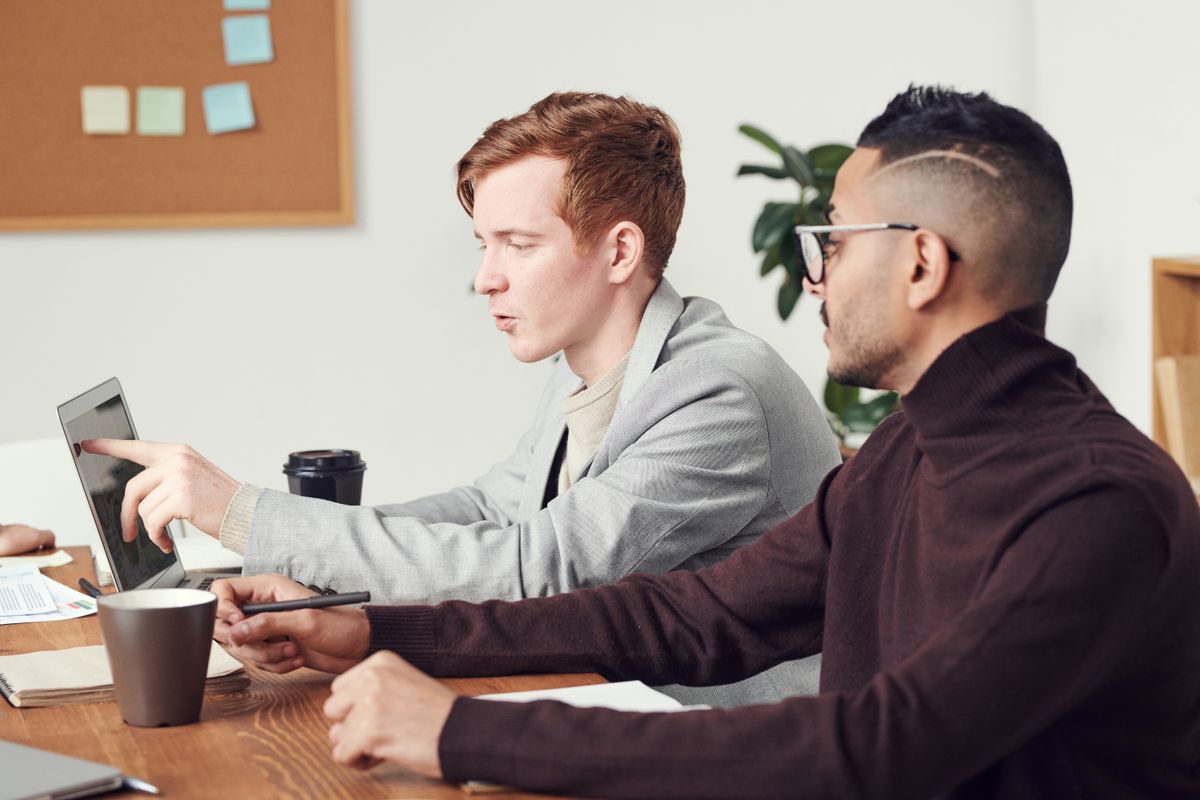 Support team member at a desk